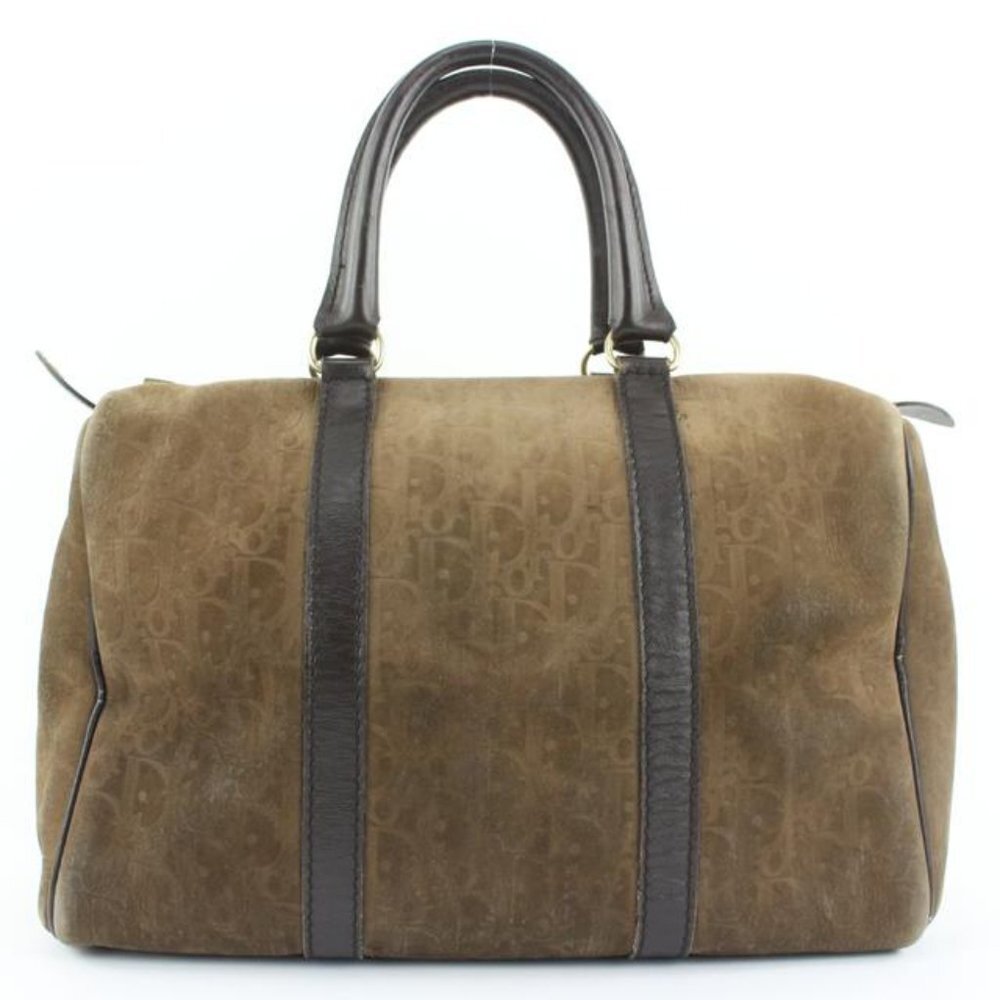 Dior Embossed Suede Monogram Trotter Boston Bag